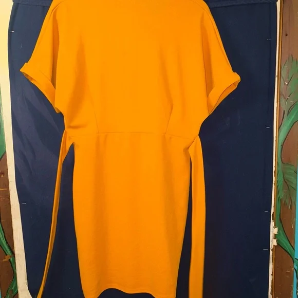 Boohoo Mustard Yellow Wrap Dress-us10 - Picture 5 of 11